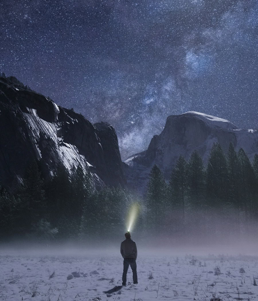 seikk magazine app lifestyle magazine online marketplace adventure men torch light stars mountains snow