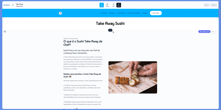 preview of the website customization