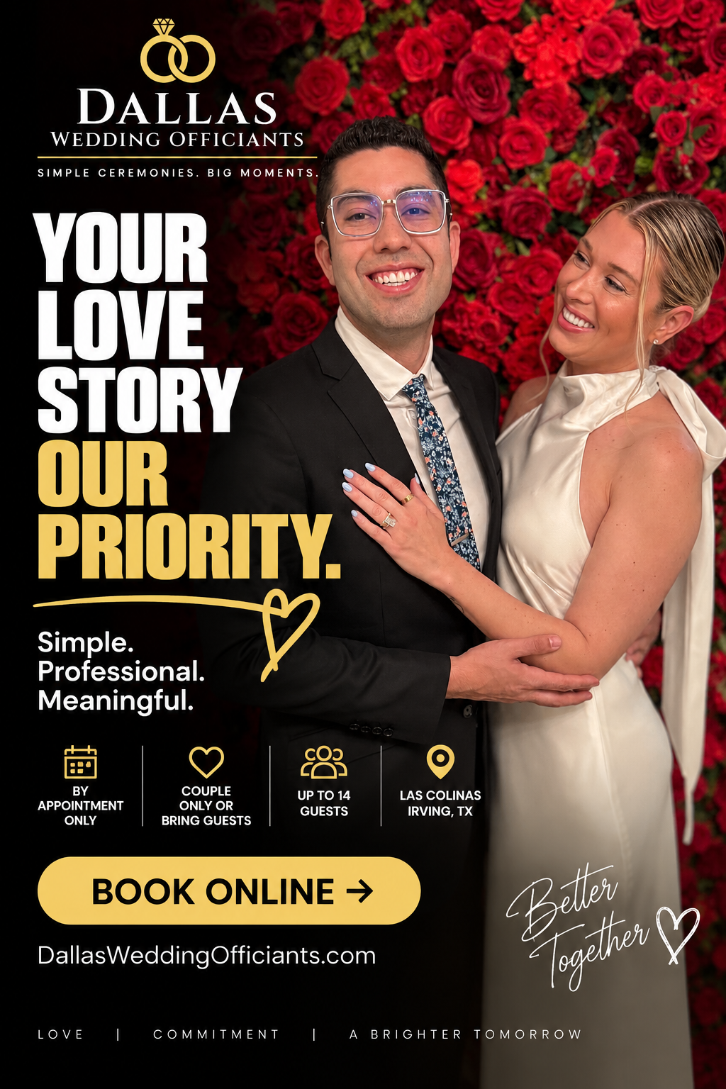 Couple looking at each other after courthouse wedding alternative with Dallas Wedding Officiants