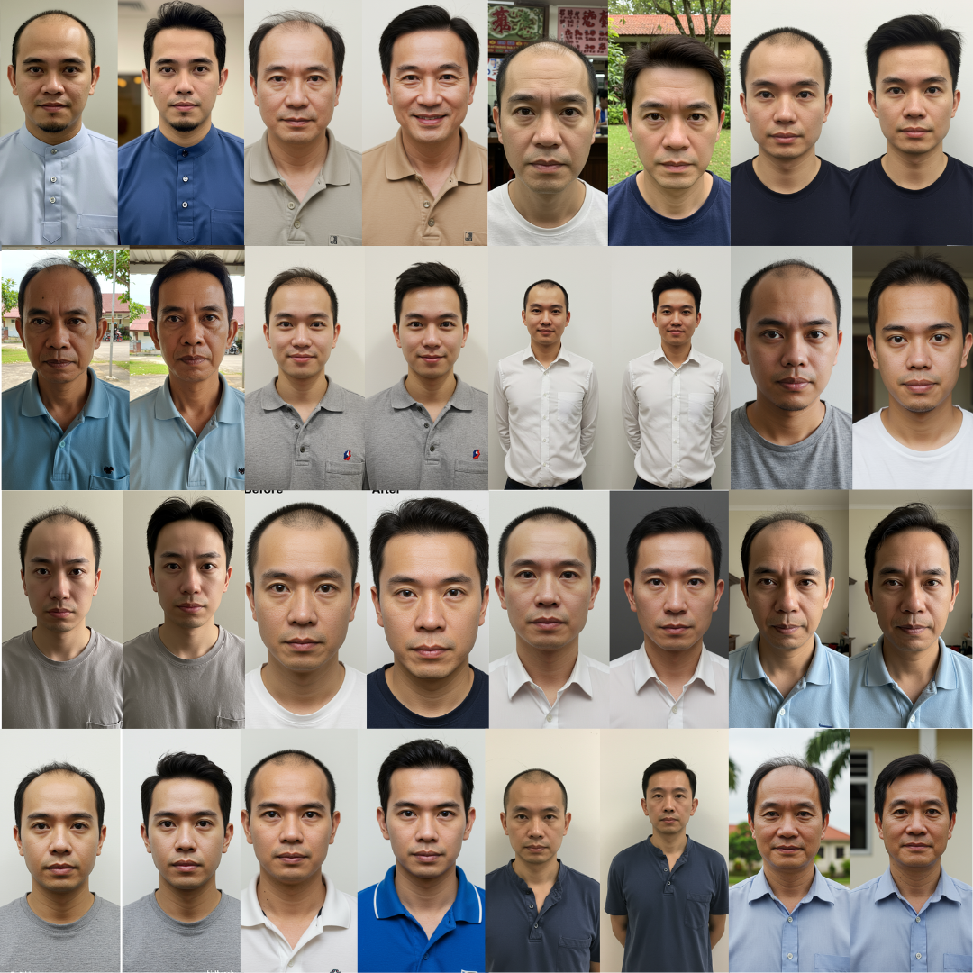 Malaysian man used a hair system and his hair become fuller hair