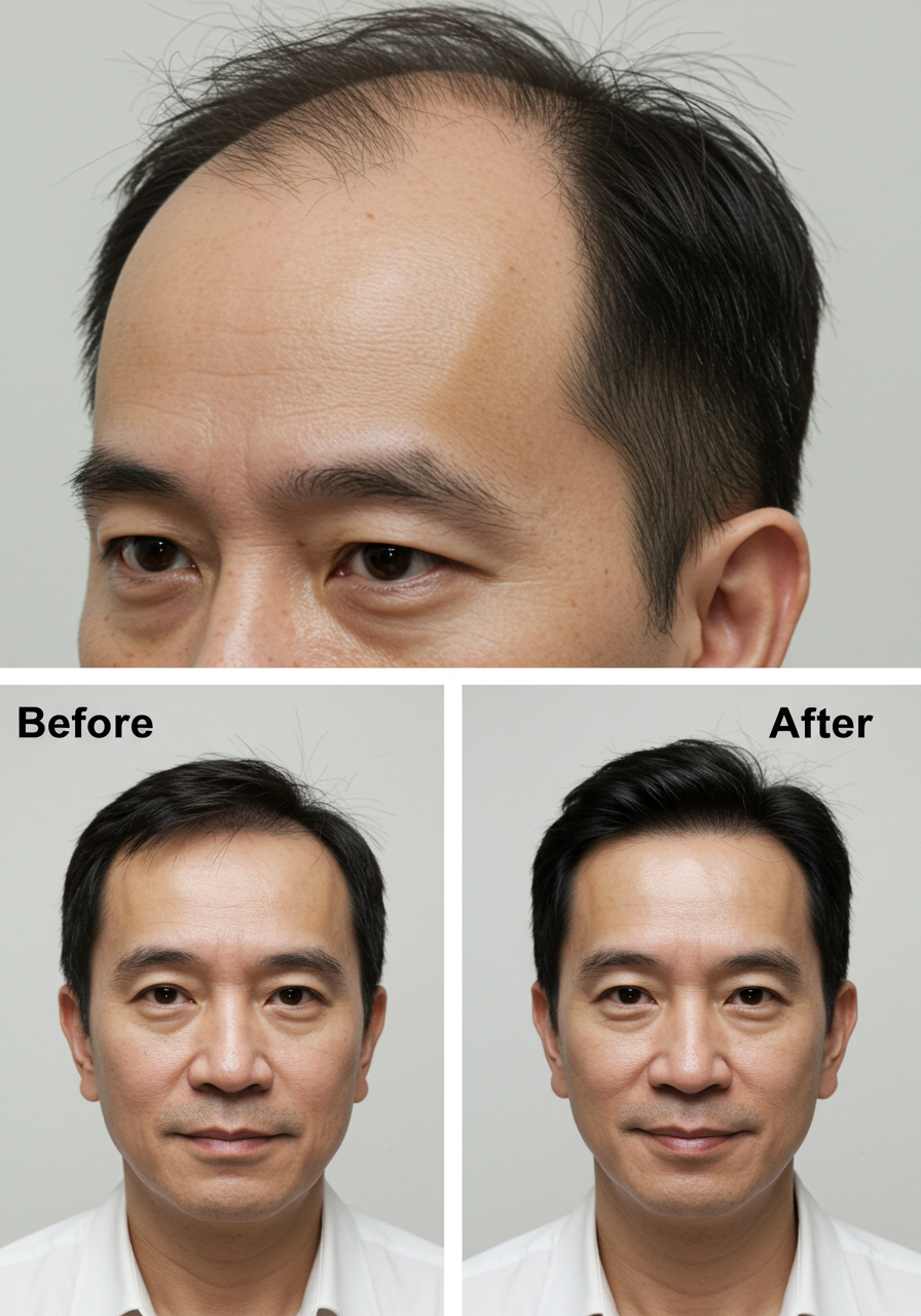malaysia man who did hair treatment result after one session become fuller hair