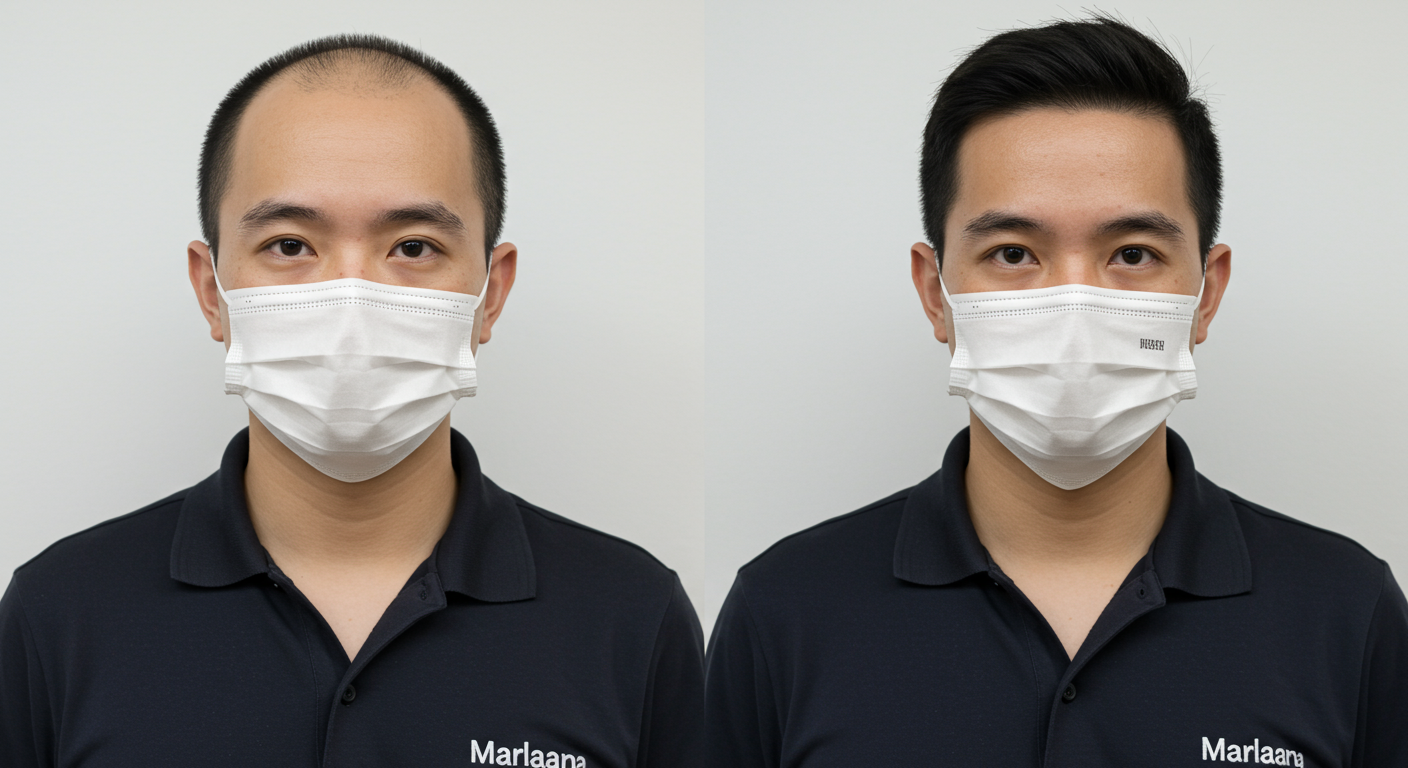 Malaysia bald man after use hair system becomes full hair