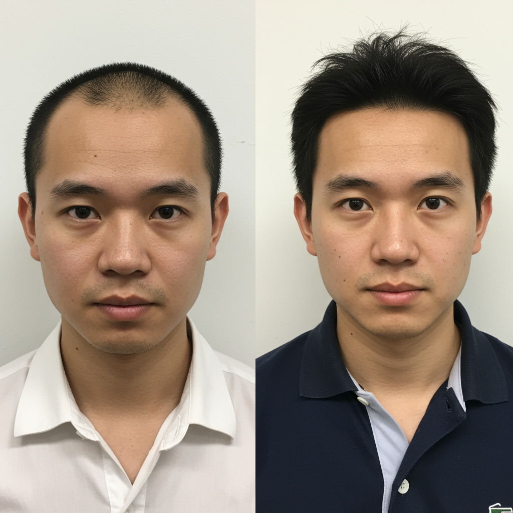 Malaysia bald man after use hair system becomes full hair