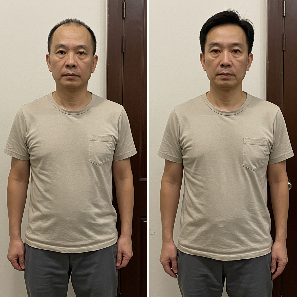 Malaysia bald man after use hair system becomes full hair