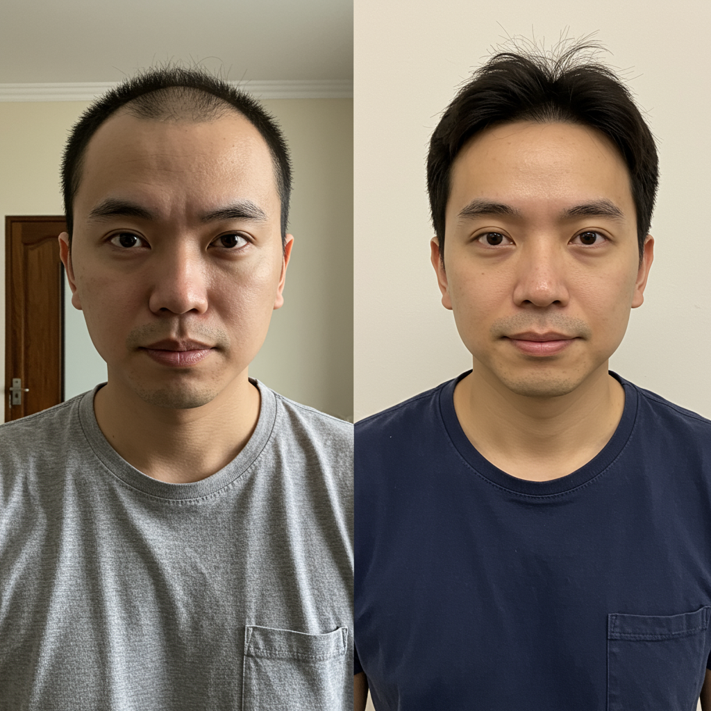 Malaysia bald man after use hair system becomes full hair