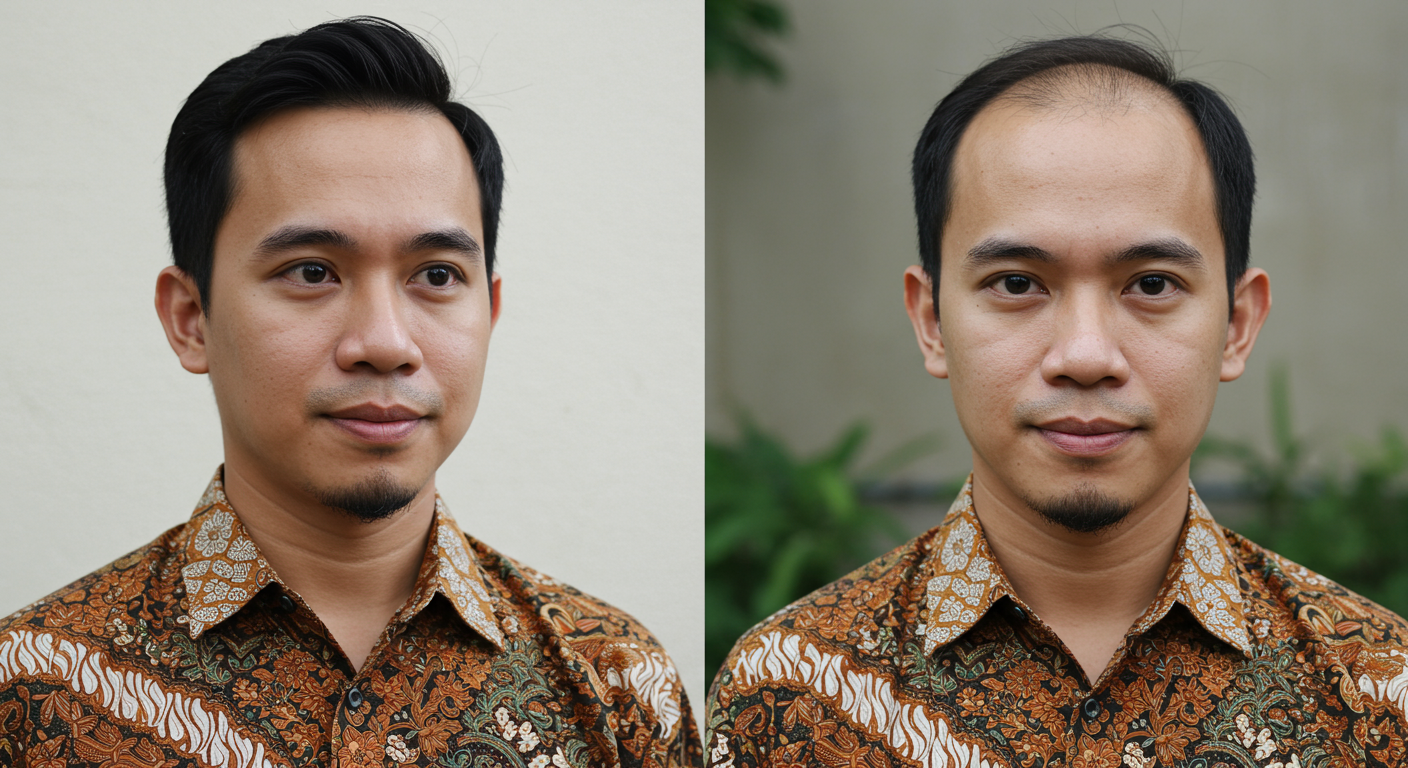 Malaysia bald man after use hair system becomes full hair