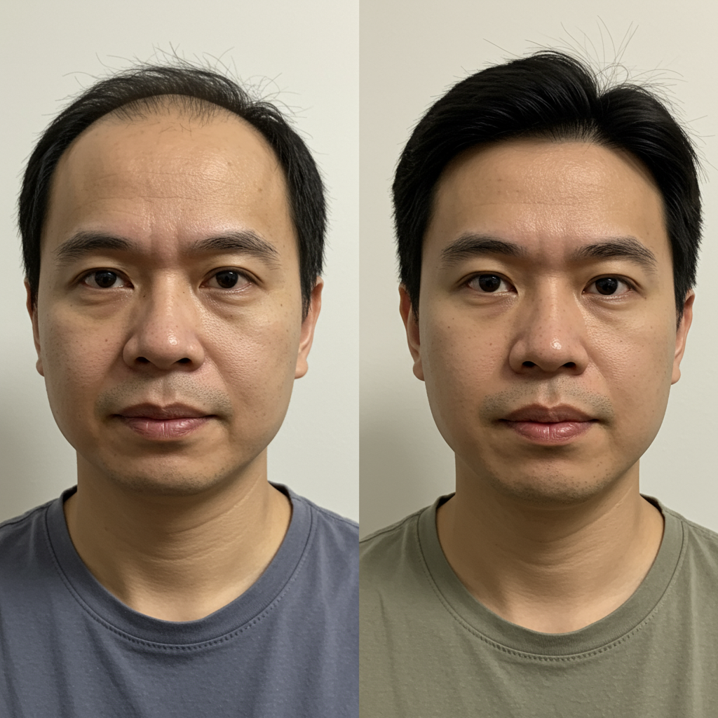 Malaysia bald man after use hair system becomes full hair