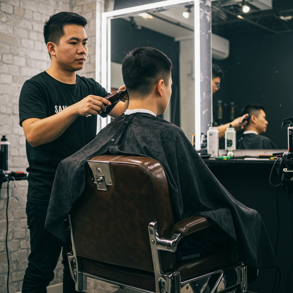 Malaysian hair cut design, from bald to fuller hair