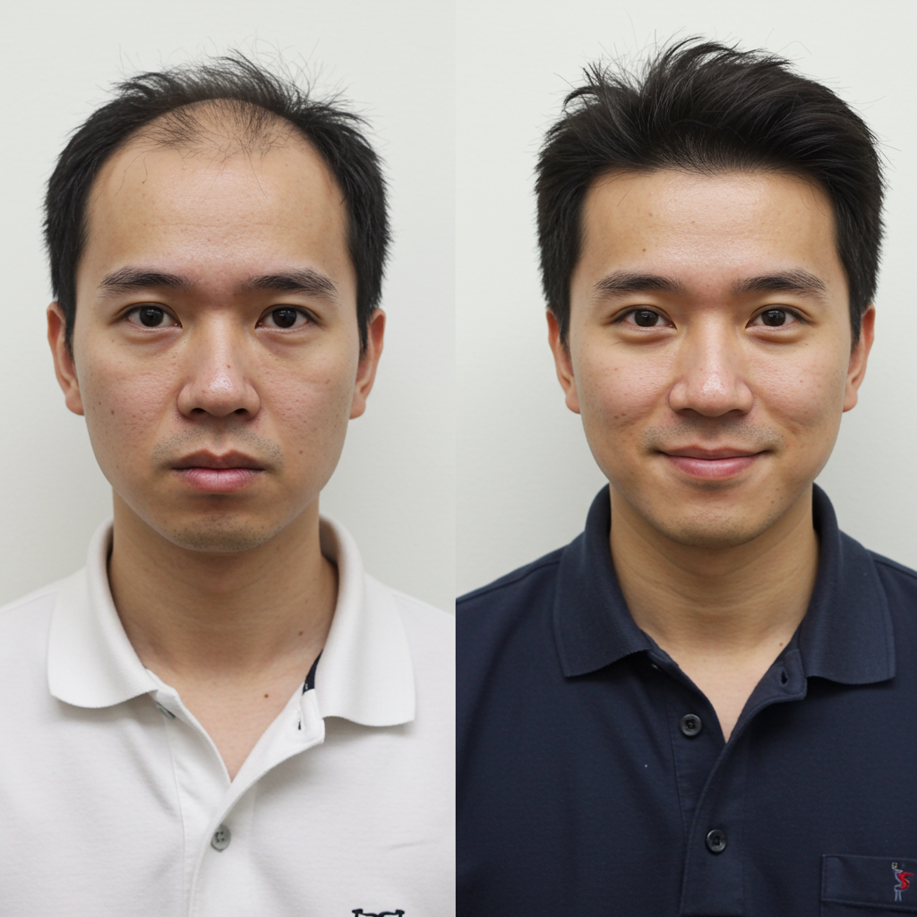 Malaysia bald man after use hair system becomes full hair