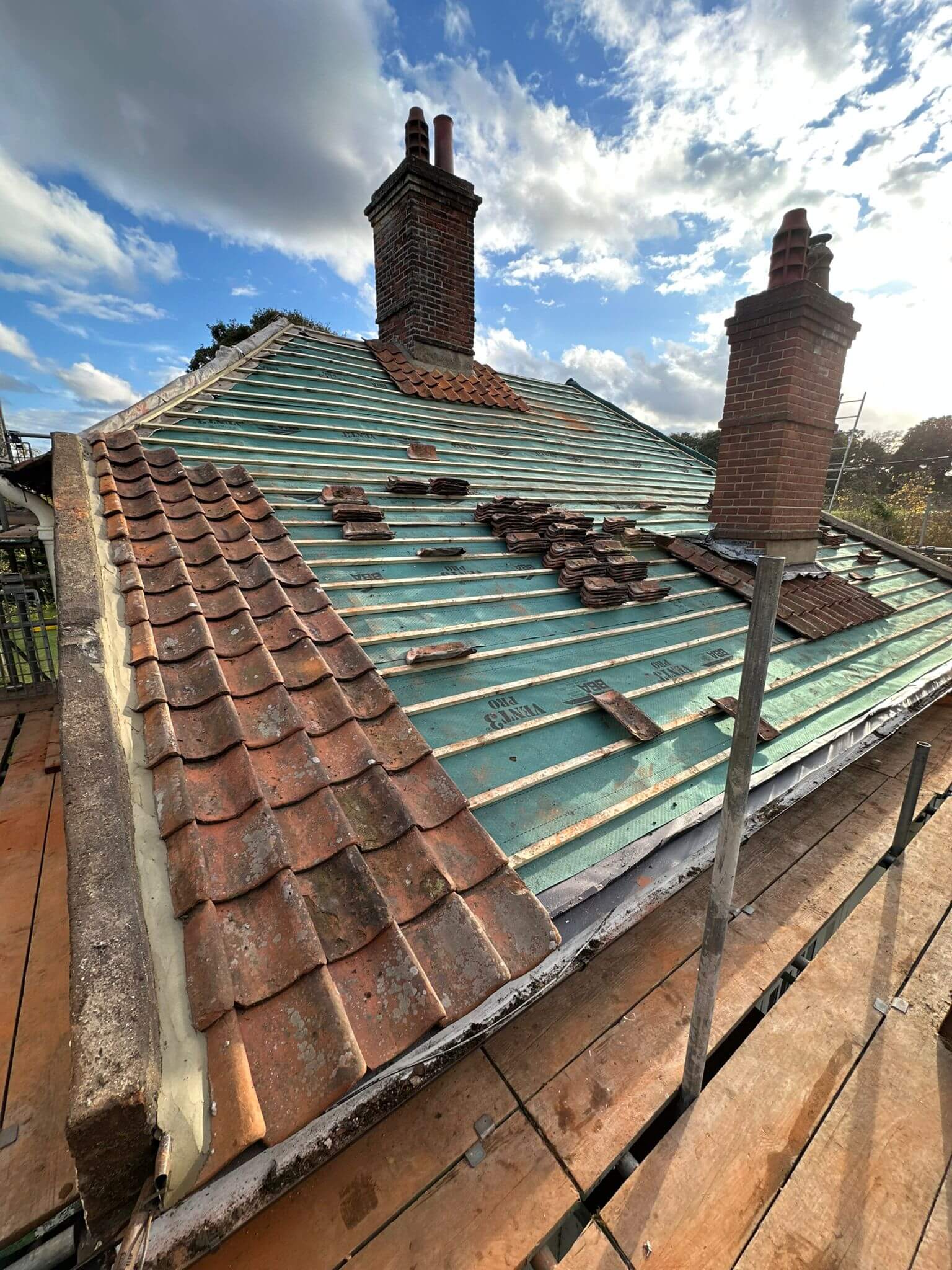 Re-Roofing (Tiles) Work Example Photo from established and trusted Norwich Roofer - Cornfield Roofing