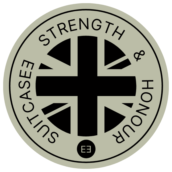 SUITCASEƎ eco-friendly luxury luggage strength and honour logo website and branding development by Bath Digital Marketing Agency