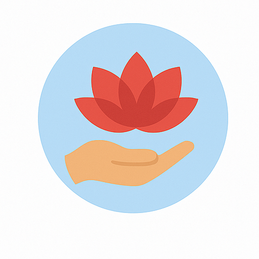 Vector icon of a lotus flower in a hand, symbolising wellness websites and massage therapy – Vivula Massage client icon