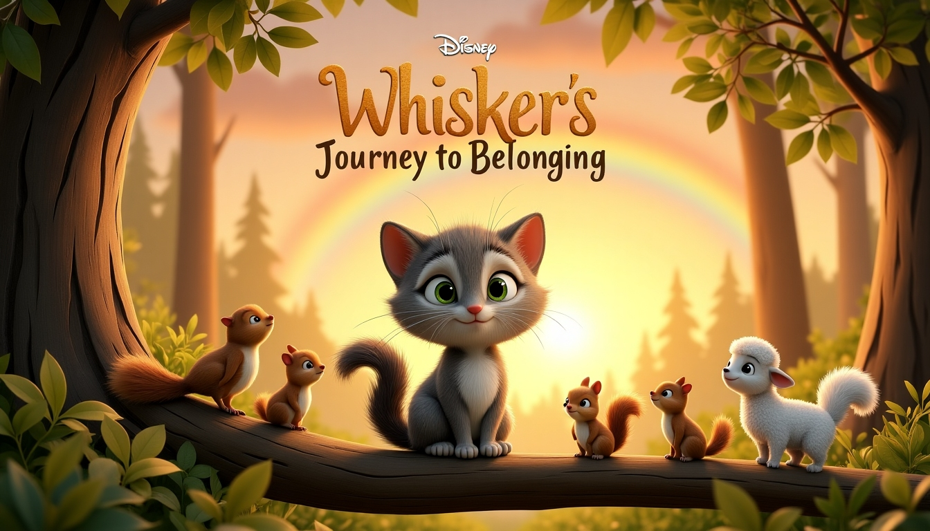 Whiskers Journey To Belonging, illustration book cover image