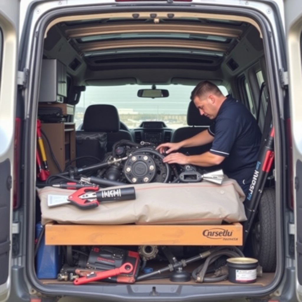 man repairing car engine