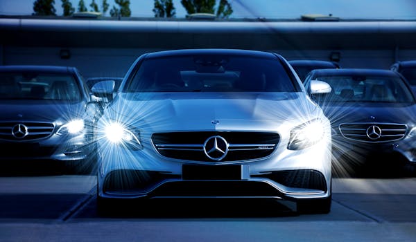 car with headlights on
