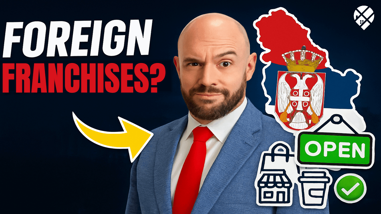 Man questioning Canada's future next to Prime Minister Mark Carney with text overlay "Is Canada Cooked?" – political dissatisfaction among Canadians considering moving to Serbia