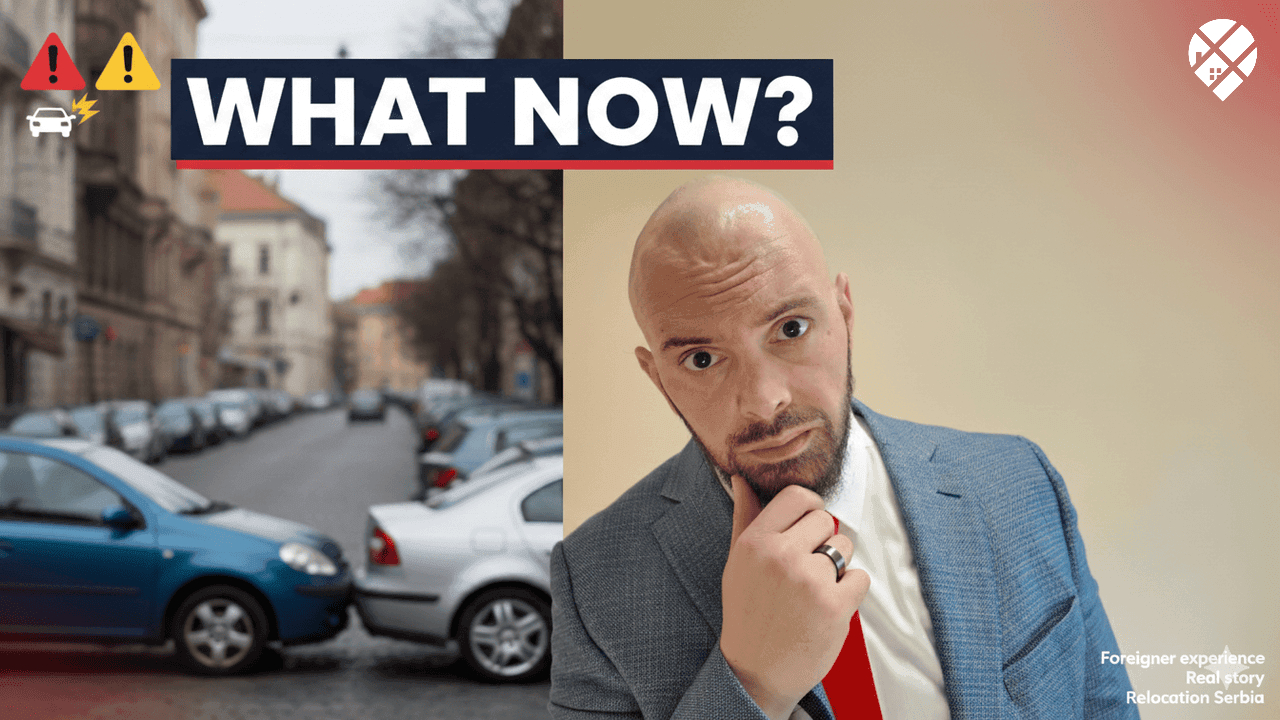 Man questioning Canada's future next to Prime Minister Mark Carney with text overlay "Is Canada Cooked?" – political dissatisfaction among Canadians considering moving to Serbia