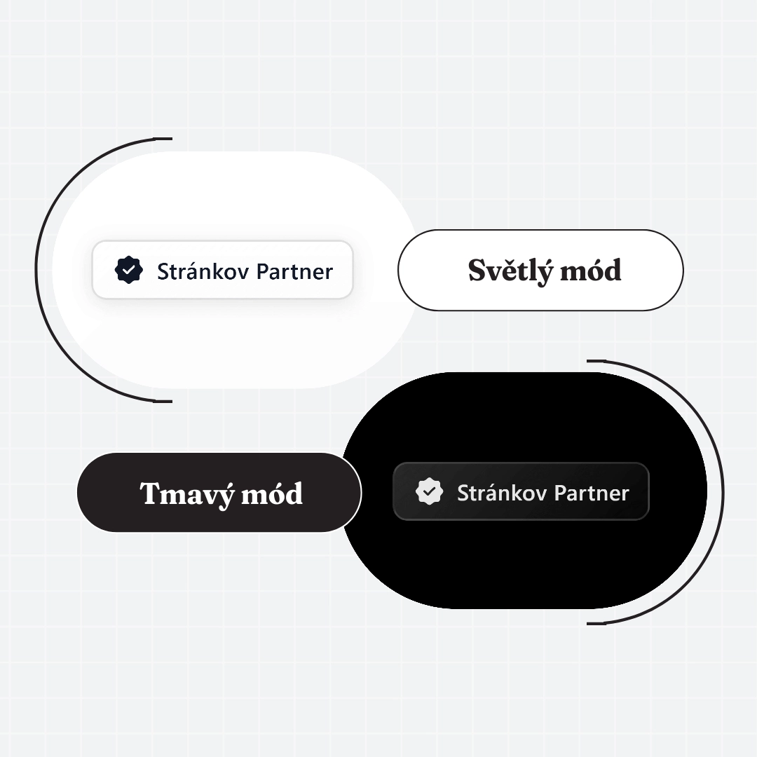 Náhled partnerského odznaku Stránkov Partner ve světlé a tmavé variantě.