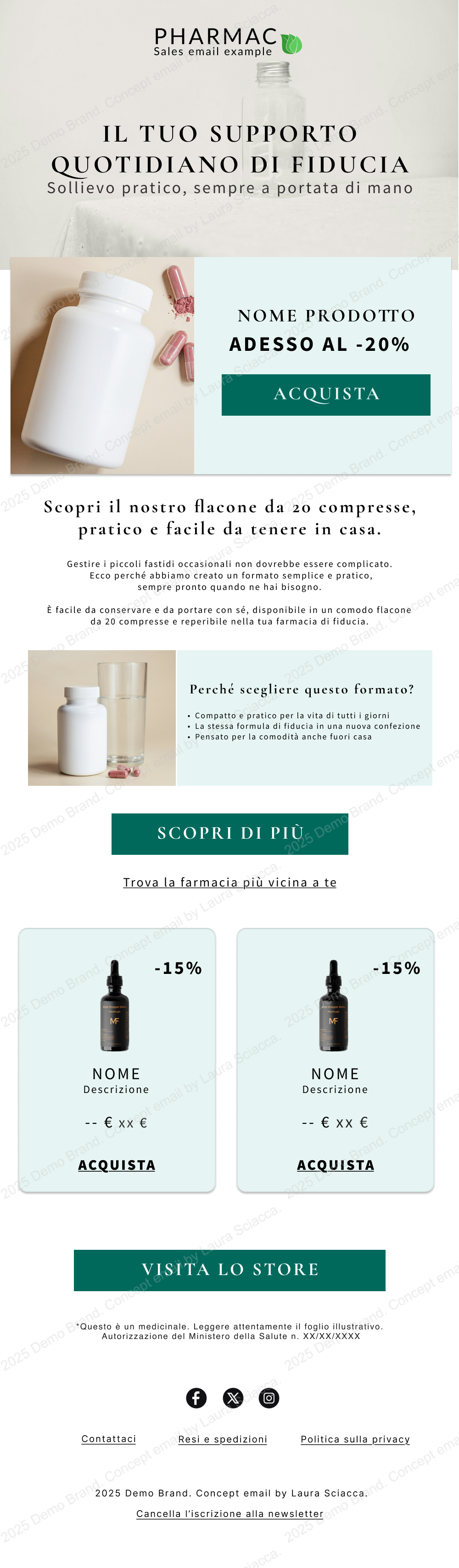 Newsletter farmacologica Pharmac: promozione su flacone da 20 compresse con sconto del 20%.