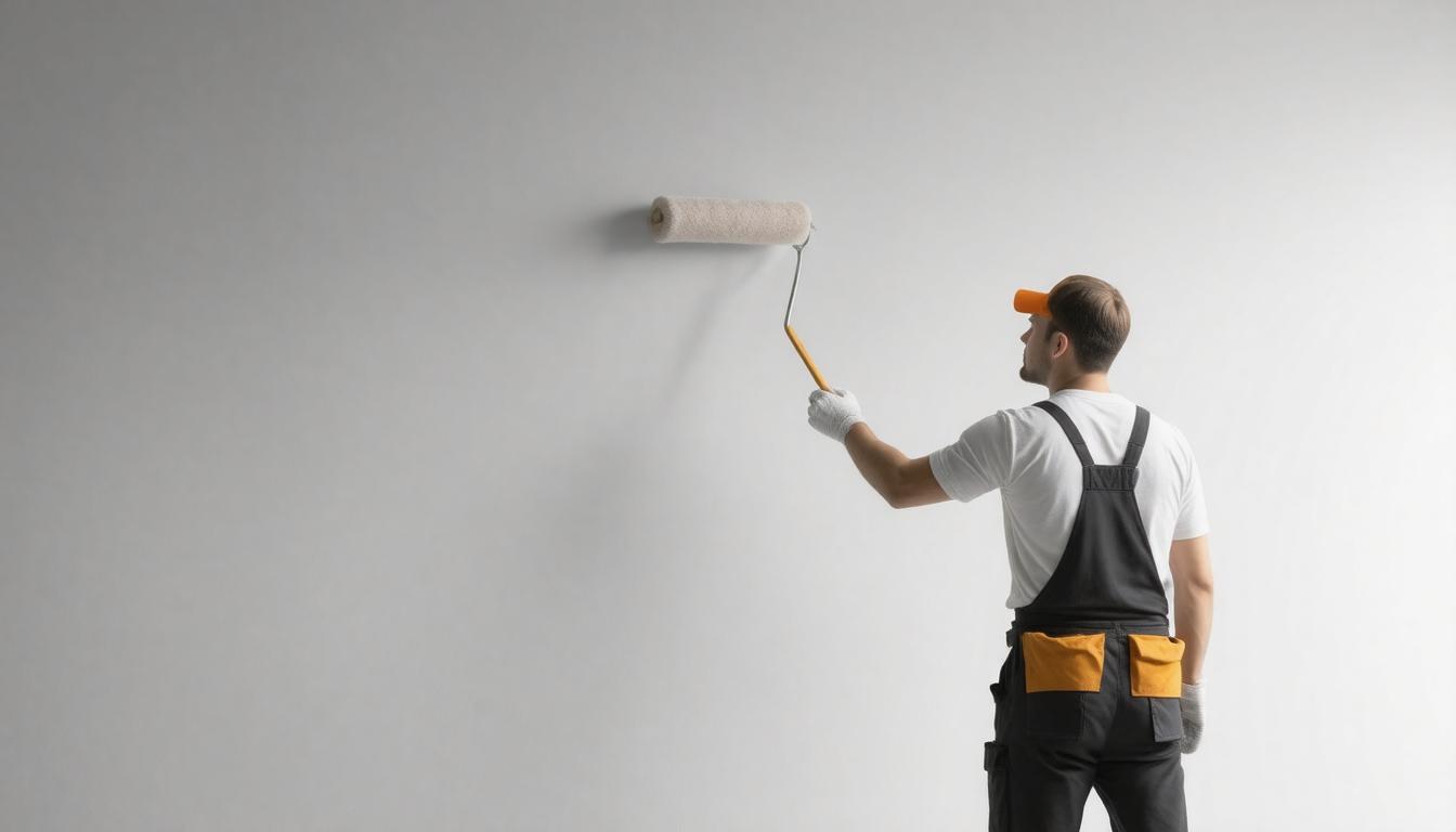 A man using a roller to paint a wall, focused on applying a fresh coat of paint.