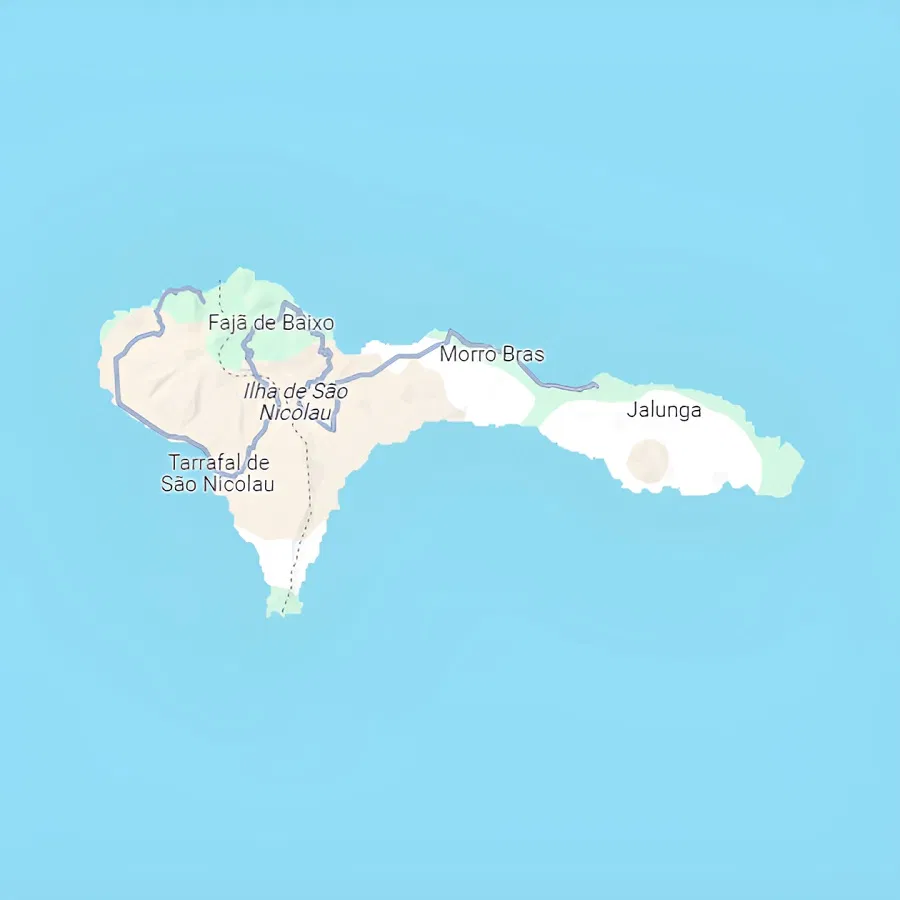 Map of Sao Nicolau Island Cape Verde - best surf spots to surf in Cabo Verde on Holiday - Image Google Maps | Cape Verde African Caribbean