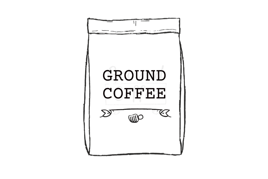 Line drawing of a bag of ground coffee - beann artisan coffee