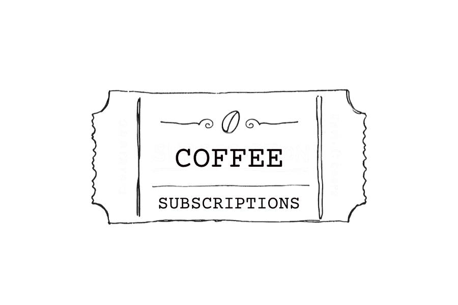 Illustration of a coffee subscriptions label with a coffee bean graphic - beann artisan coffee
