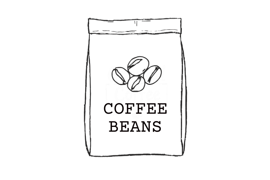 A drawing of a bag of coffee beans - beann artisan coffee