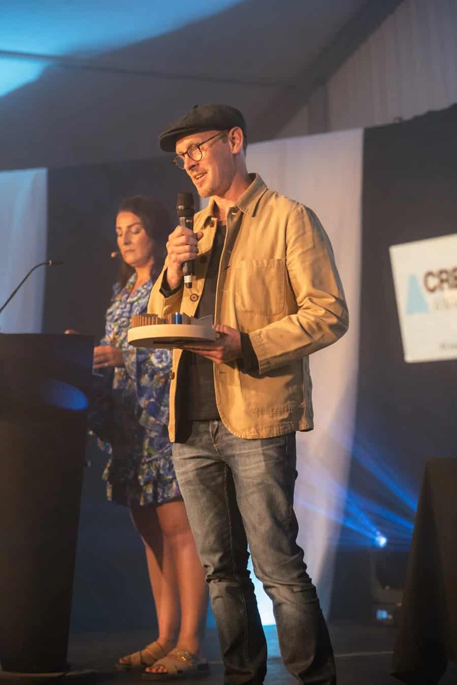 On the mic when winning an award for best app and website in Bath UK – digital innovation growth consultancy for businesses - Photo by Ivy & Pine | de Paula