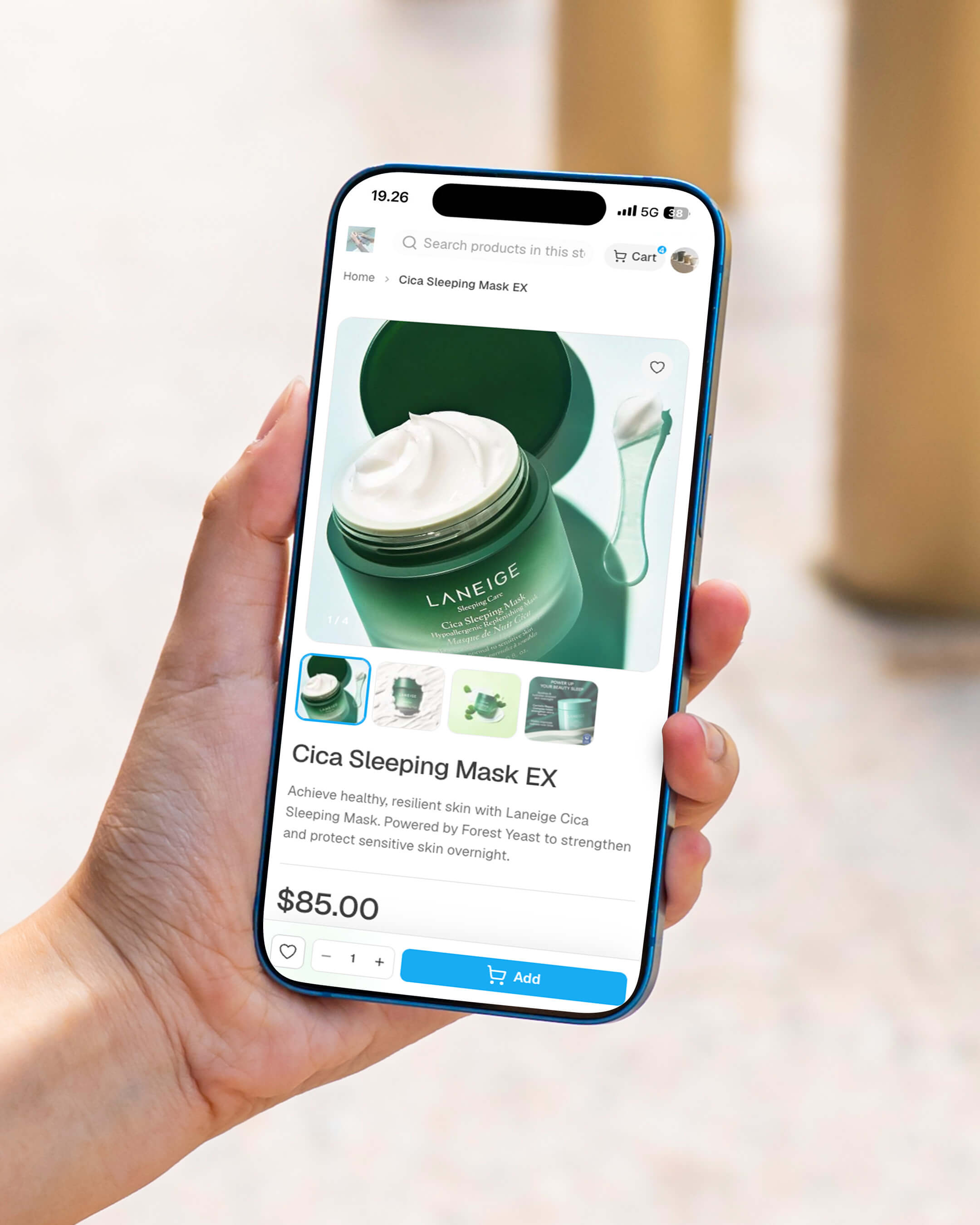 Example of a product storefront on Dash to Cart
