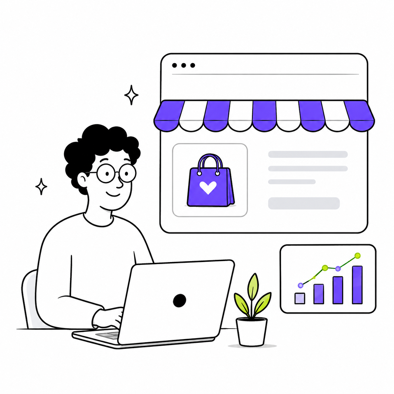 Person managing a branded online store and sales dashboard with Dash to Cart