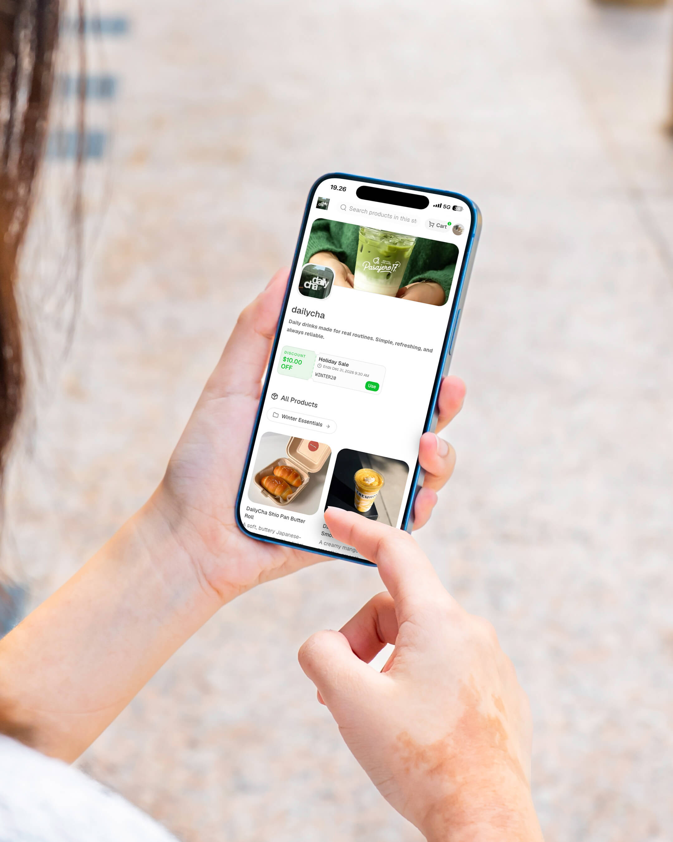 A Dash to Cart merchant storefront viewed on mobile