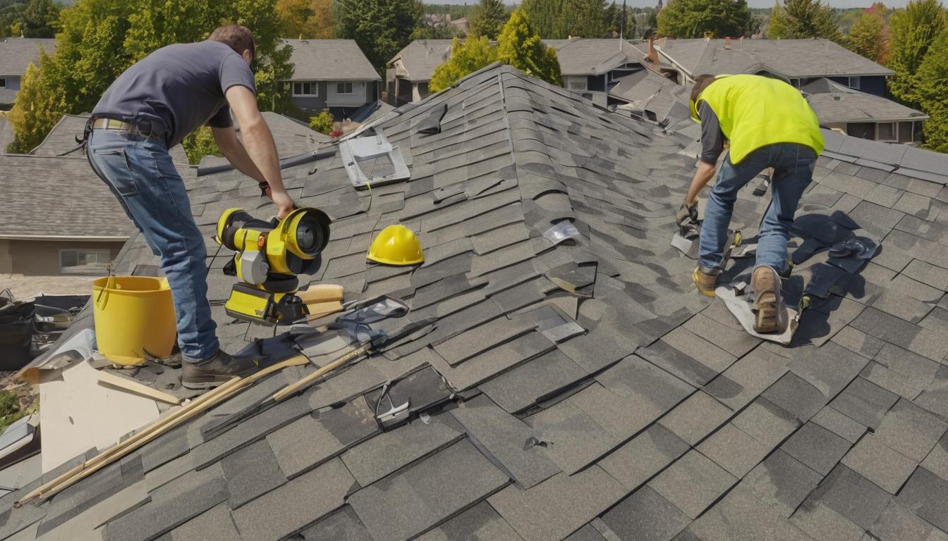 men working on a house roof