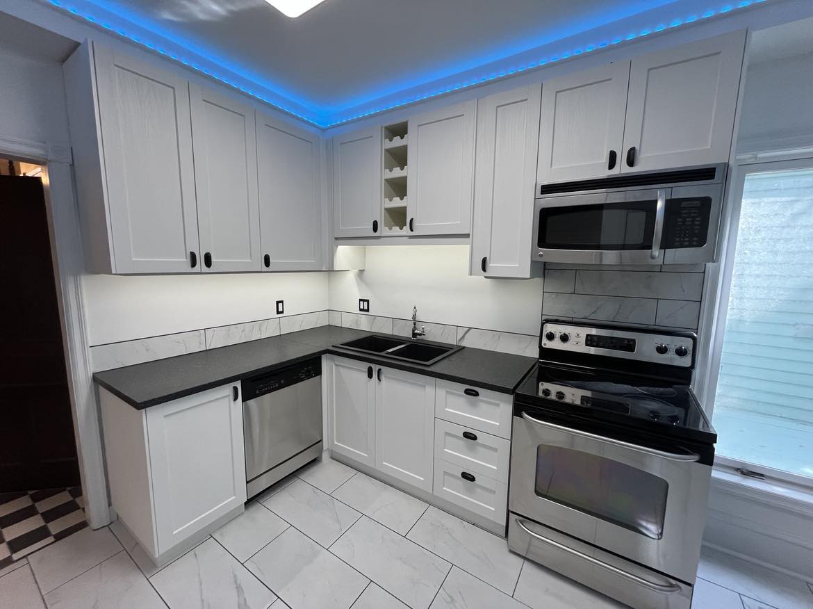 a beautifully renovated kitchen space