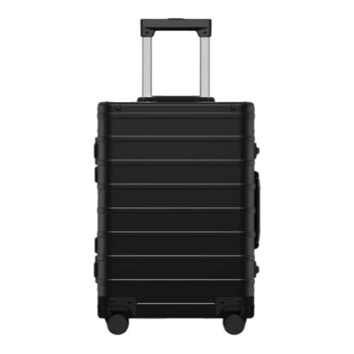 Black SUITCASEƎ Origin 4 Aluminium Carry-On suitcase, with smooth-rolling wheels, stylish cabin bag design, durable build.
