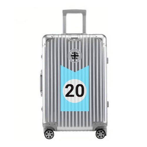 Silver SUITCASEƎ Trip Series Champion Aluminium Carry-On Suitcase - Number 20 Le Mans Gulf Blue, durable design inspired by motorsport liveries