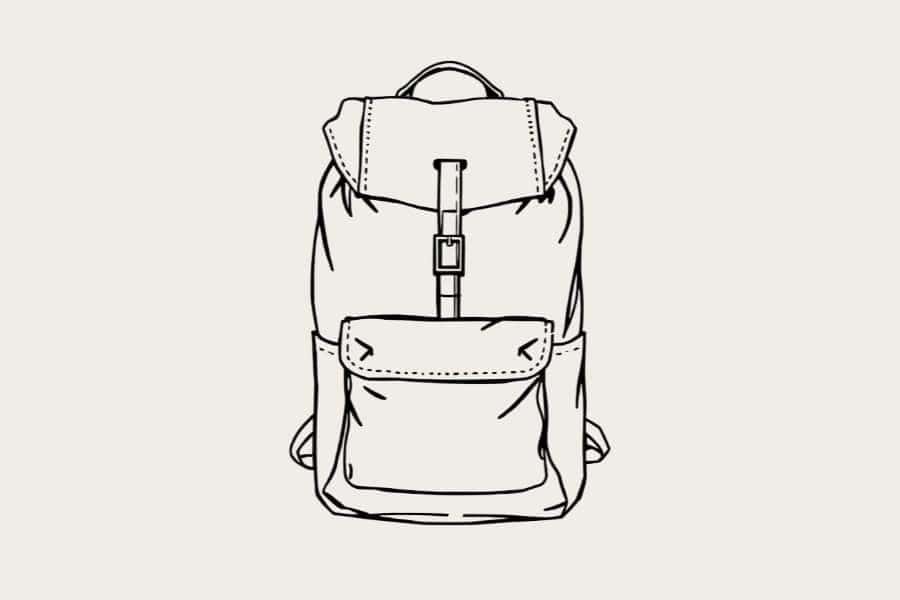 SUITCASEƎ hand-drawn vintage backpack illustration, showcasing classic design and style for timeless travel adventures