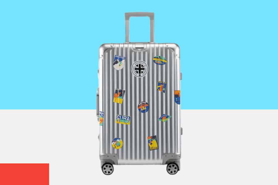 Silver SUITCASEƎ Globetrotter Aluminium Cabin Suitcase durable metal carry-on suitcase with custom travel decals