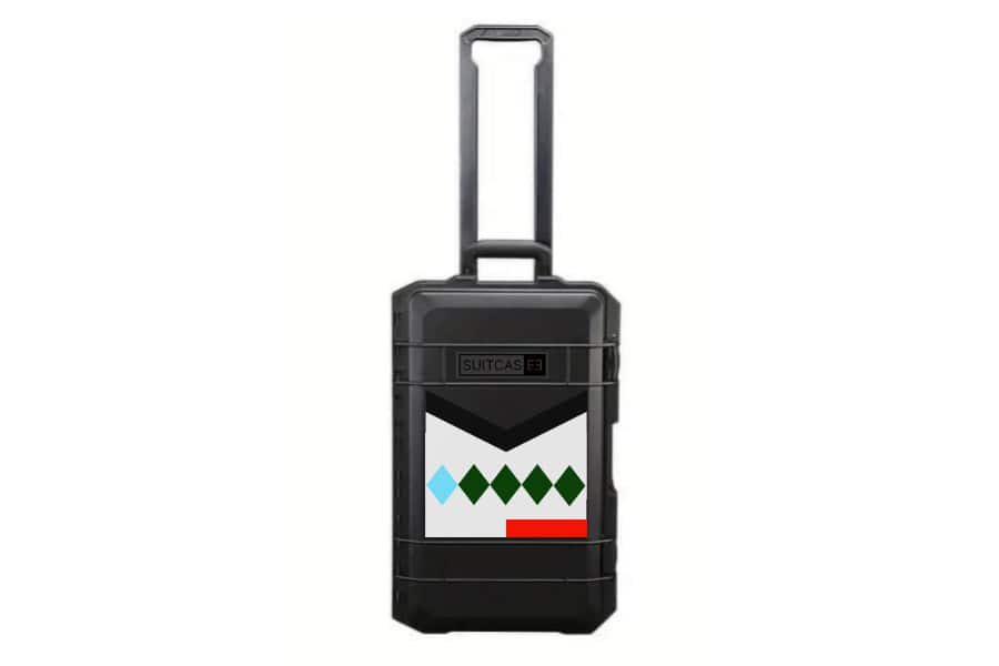 SUITCASEƎ Expedition Series Diamond White Waterproof Carry-On Suitcase, fusing durability with striking tribal African pattern design.