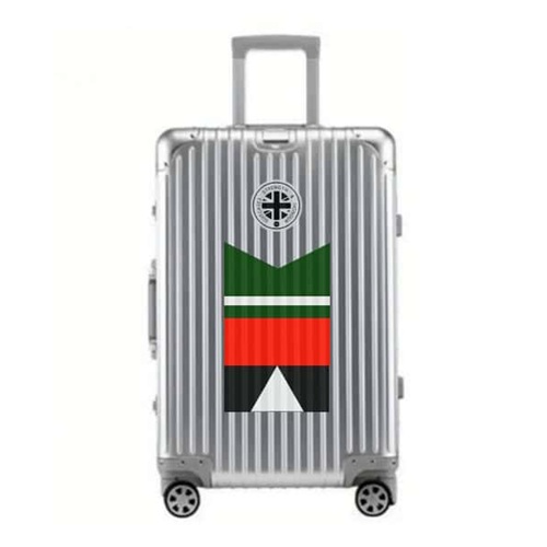 Silver SUITCASEƎ Trip Series La Palma Black Aluminium Carry-On Suitcase, smooth rolling designer cabin bag with striking artwork inspired by La Palma Island