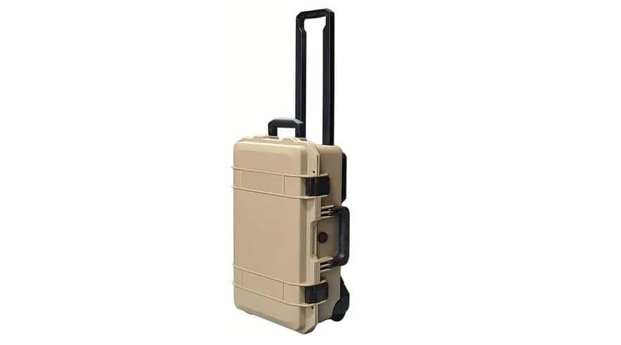 Desert Tan SUITCASEƎ Icon Series, Waterproof Carry-On with smooth-rolling wheels, stylish design, durable cabin bag materials.