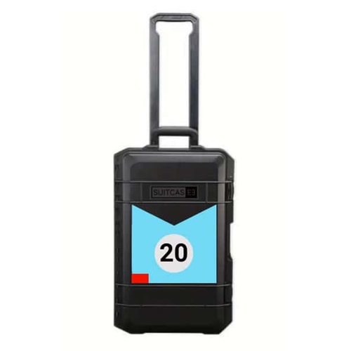 SUITCASEƎ Expedition Series Champion Waterproof Carry-On Suitcase - Number 20 Le Mans Gulf Blue, durable design inspired by motorsport liveries
