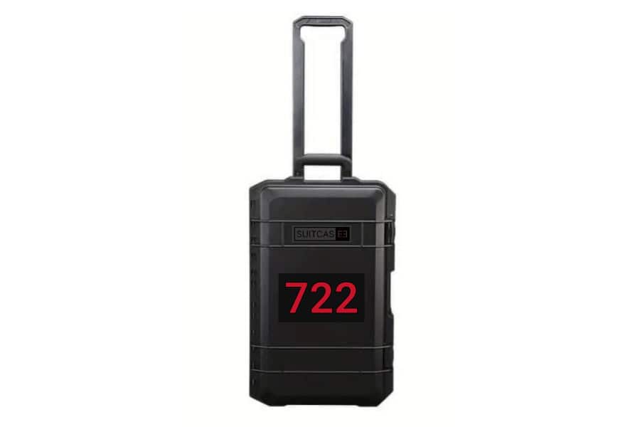 Black SUITCASEƎ Driver Moss Driver #722 Waterproof Carry-On Suitcase - Durable, stylish design for motor racing fans and travellers.
