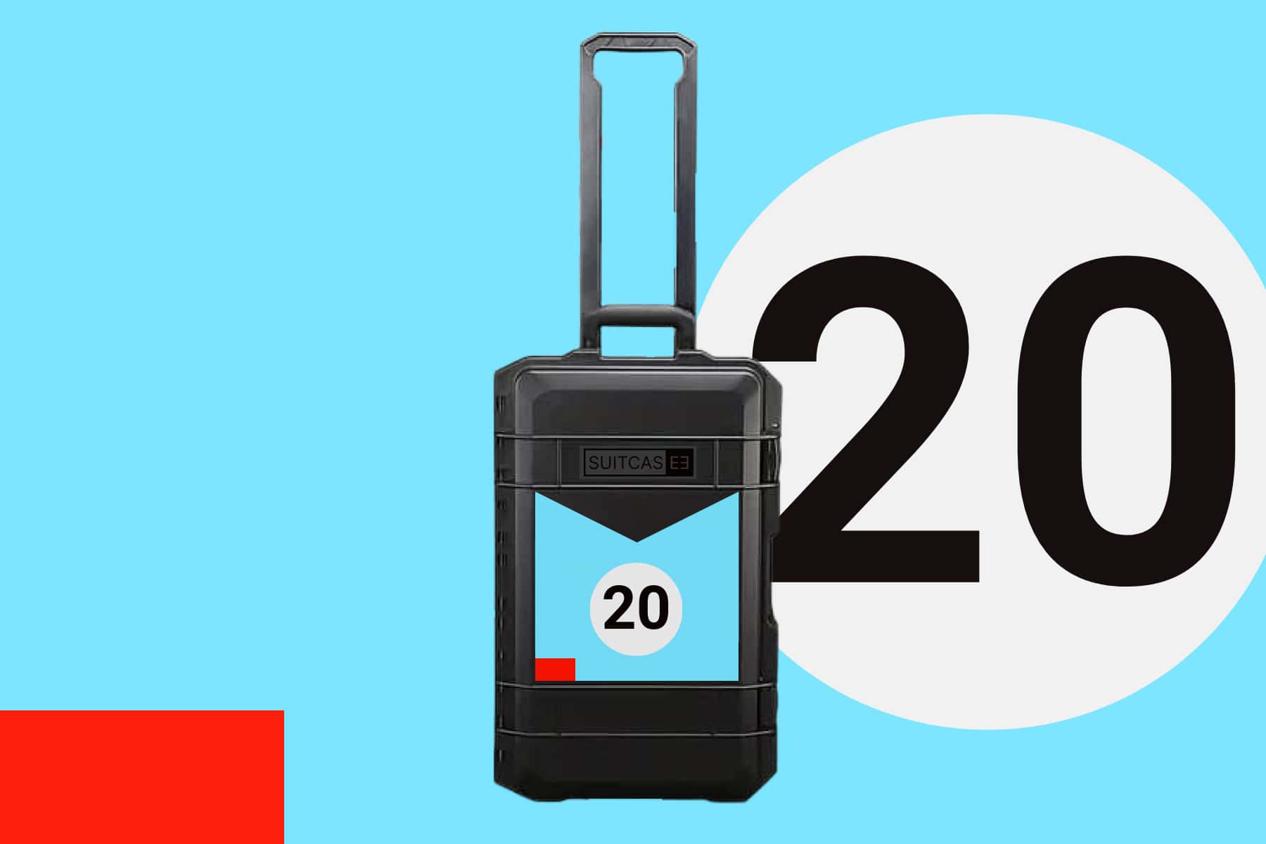 SUITCASEƎ Champion Waterproof Carry-On Suitcase number 20, blending durability with striking design inspired by motorsport liveries.