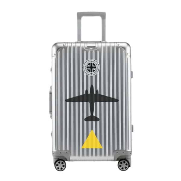 Yellow Triangle Douglas C-47 Skytrain DC-3 Plane Silver Designer Cabin Bag Cary On Suitcase Vanguard Travel Luggage Series iconic military aircraft