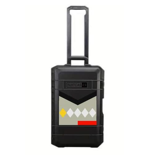 SUITCASEƎ Expedition Series Dimond Green Waterproof Carry-On Suitcase in black, designed for smooth rolling with striking African artwork.