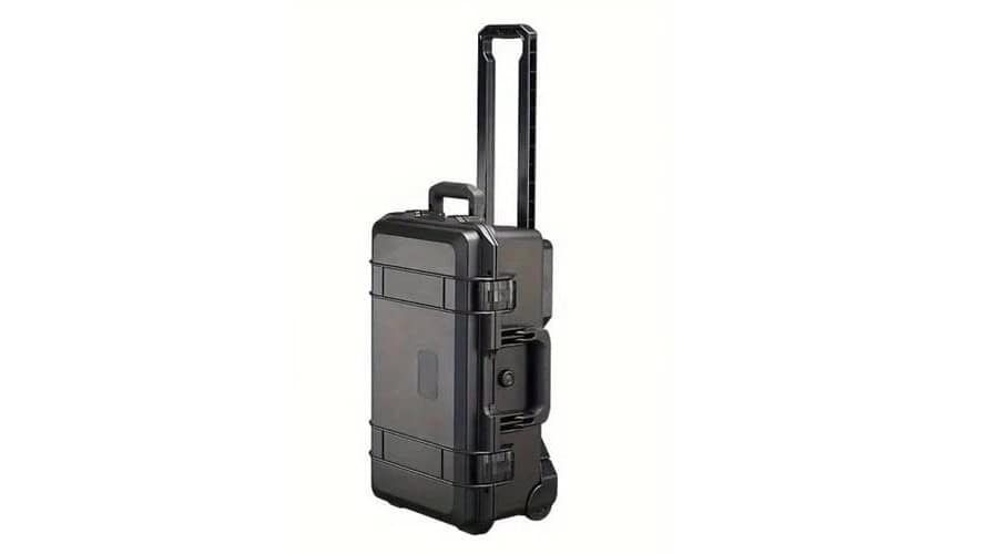 Black SUITCASEƎ Icon Series, Waterproof Carry-On with smooth-rolling wheels, stylish design, durable cabin bag materials.