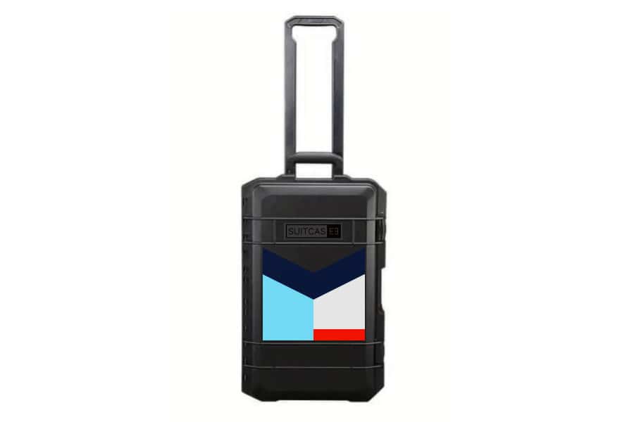SUITCASEƎ Expedition Series Socotra Blue Waterproof Carry-On Suitcase, blending durability with stunning design inspired by Socotra Island.