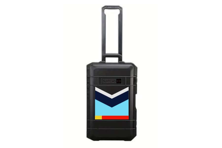 SUITCASEƎ Havana Blue Waterproof Carry-On Suitcase - Stylish, durable design featuring vibrant 1950s Cuba artwork for travel.