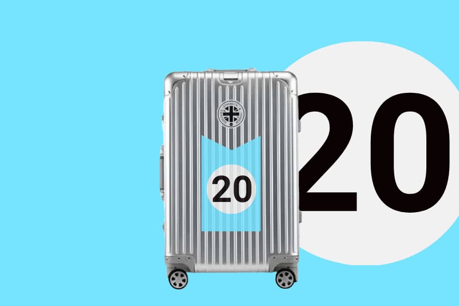 SUITCASEƎ Trip Series Champion Aluminium Carry-On Suitcase - Number 20 Le Mans Gulf Blue Porsche design, durable design inspired by motorsport liveries, durable design inspired by motorsport liveries